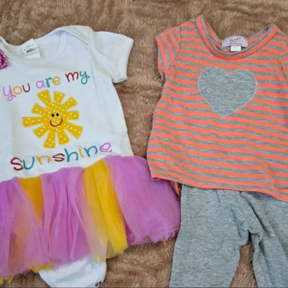 Colorful Baby Outfit Set with Tutu and Heart Design
